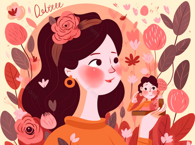 母亲节插画原创手绘人物插画海报女神女王肌理插画红着脸的小女孩,插画/手绘图,插画/手绘图库,插画/手绘图下载,插画/手绘